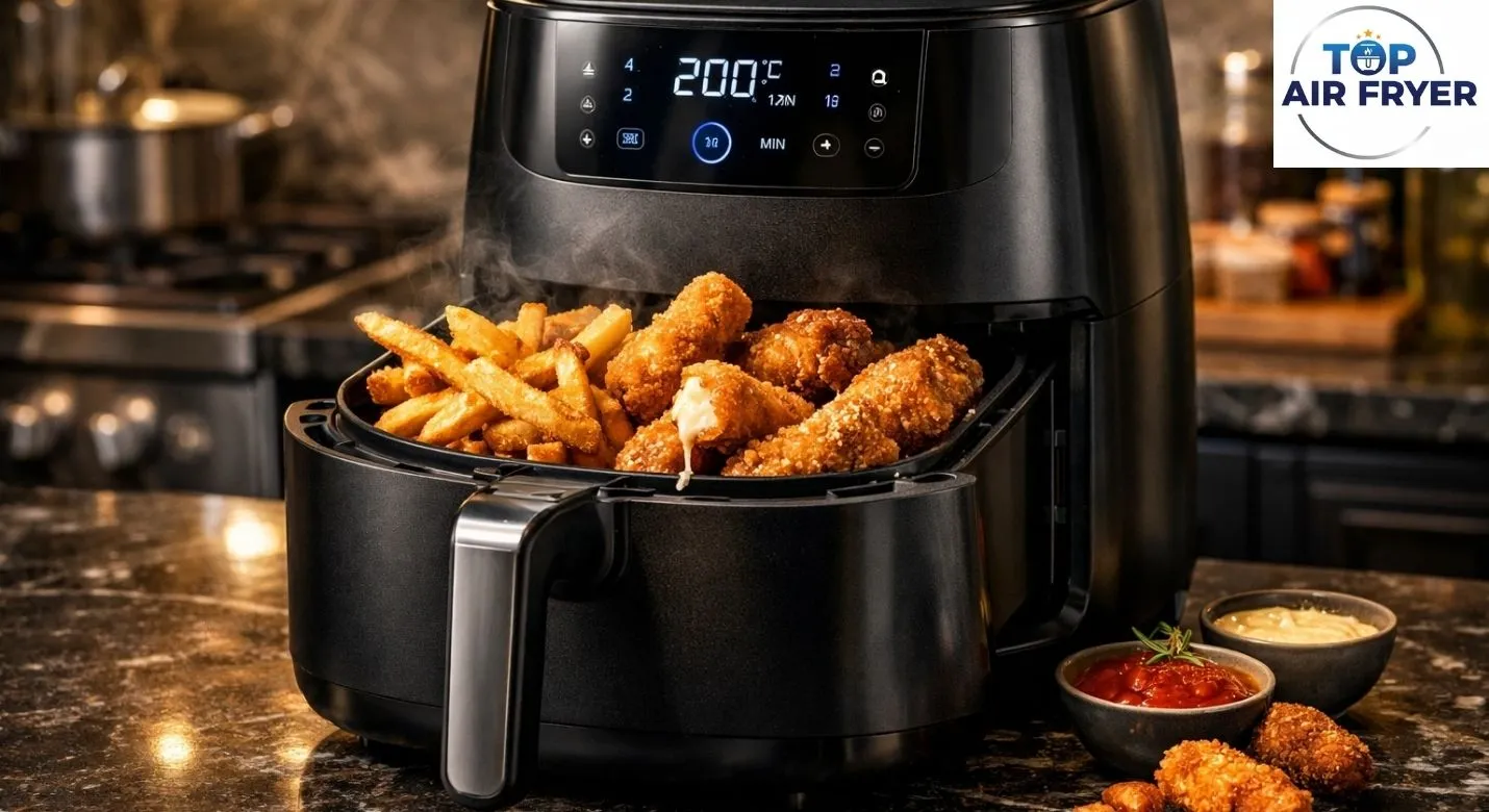Painel digital com funções automáticas em Air Fryer