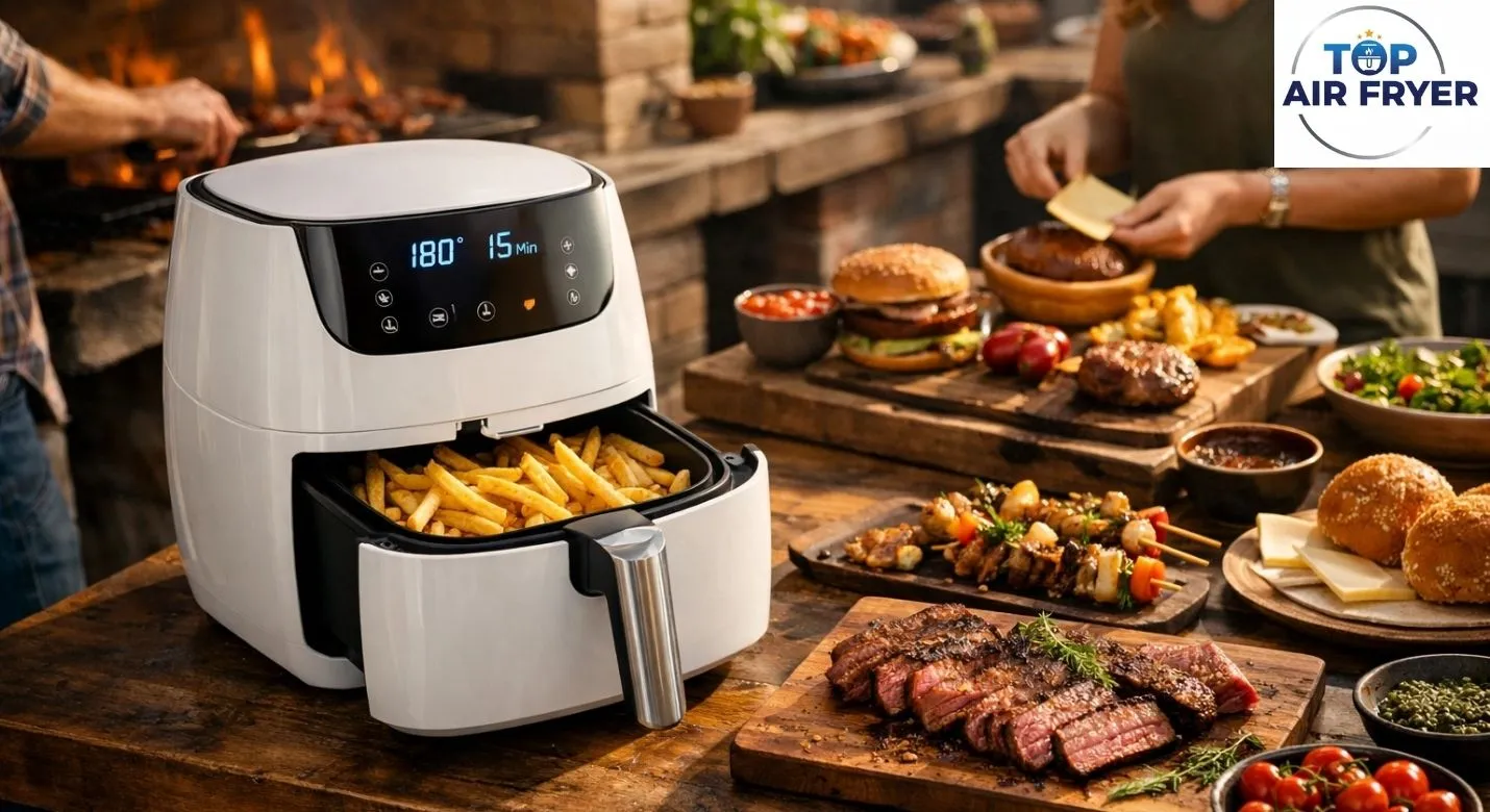 Painel digital com programas pré-definidos em Air Fryer