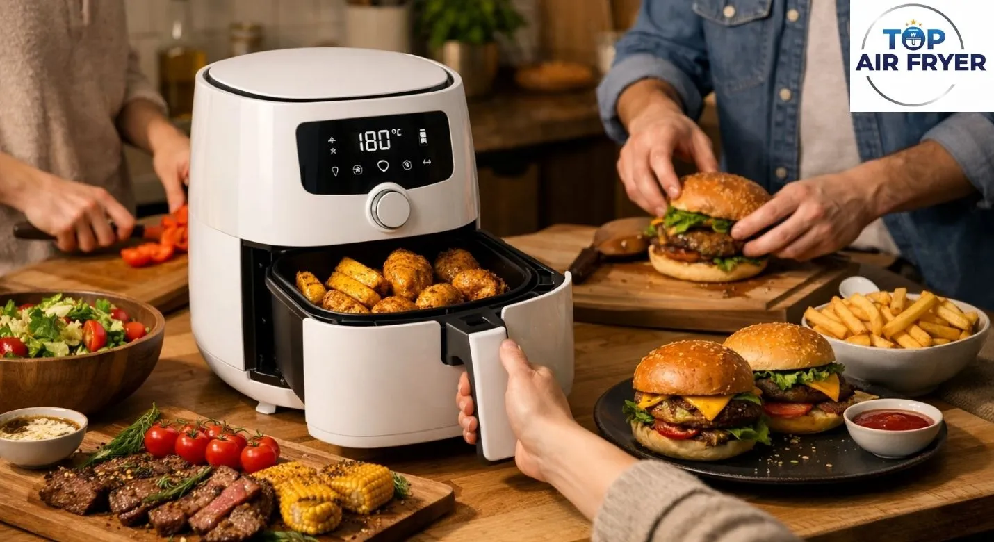 Air Fryer compacta em espaço reduzido