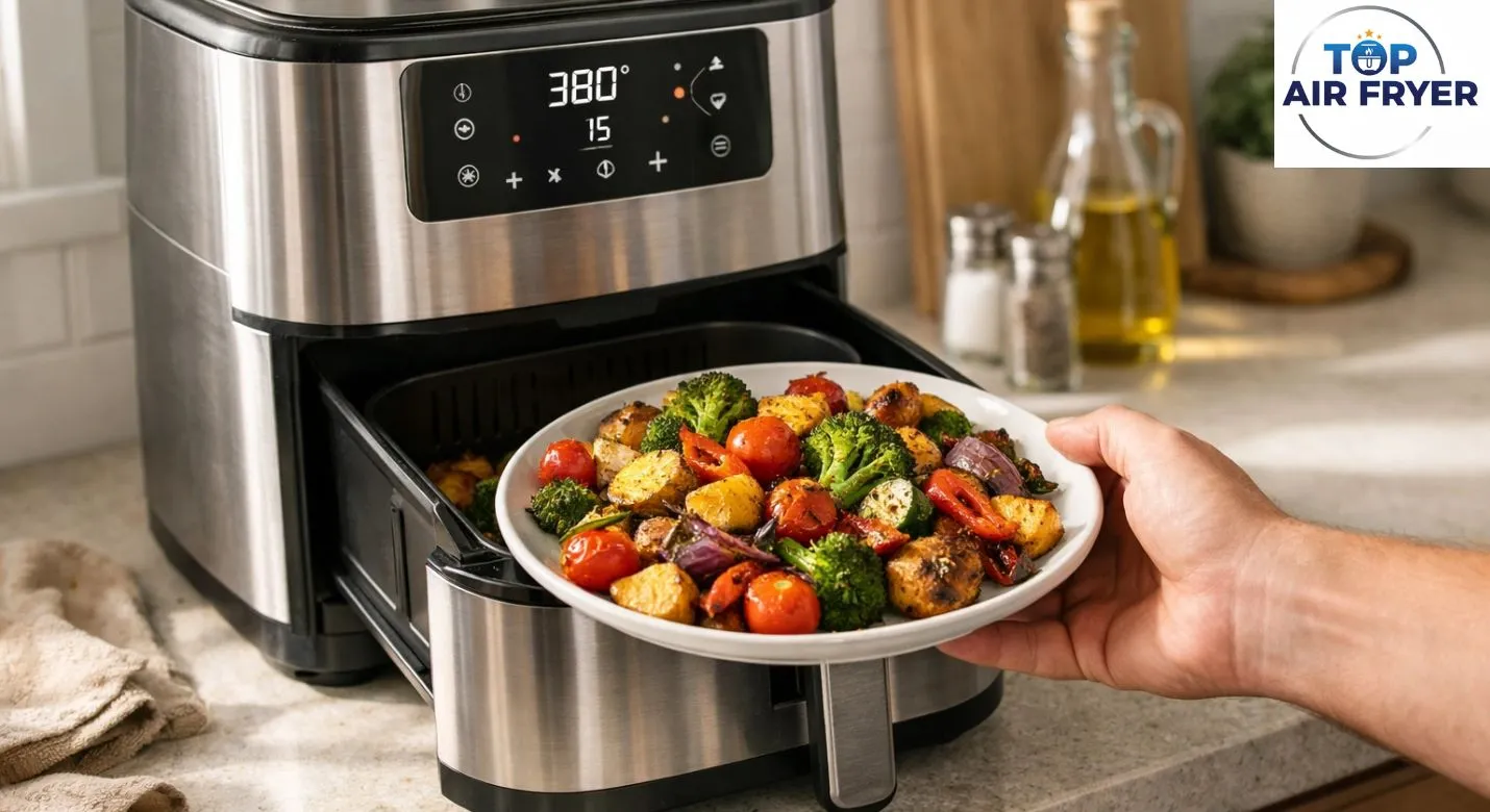 Painel digital com modo pré-programado em Air Fryer